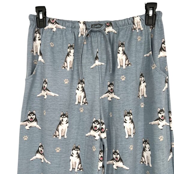 Comfies Husky Dog Print Pajama Pants Blue Cotton Size Medium NWT - Picture 3 of 13